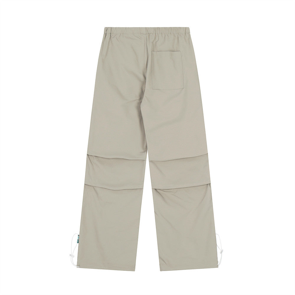 Men Sweatpants Pleated Casual Working Pants Men's Solid Color Straight-Leg Wide-Leg Pants