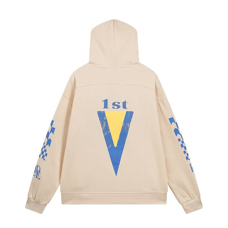 Rhude Hoodie Speedboat Plaid Sleeve Print Hooded Sweater
