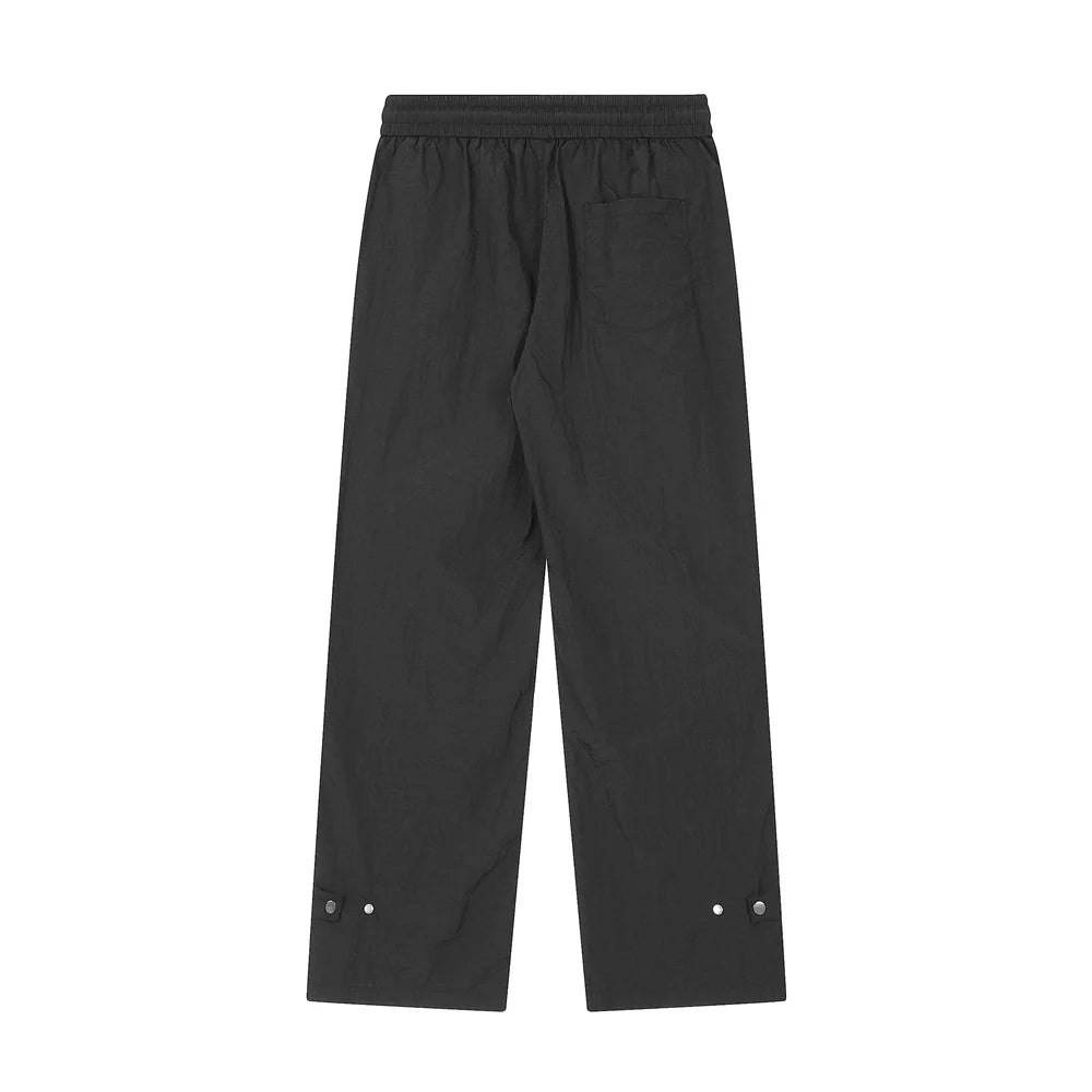 Men Sweatpants Solid Color Casual Straight Trousers Loose Wide-Leg Overalls