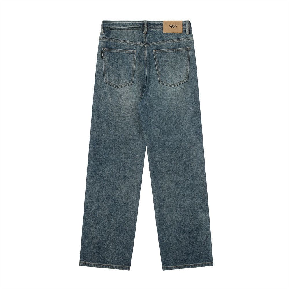 Men Jeans Vintage Side Stripes Distressed