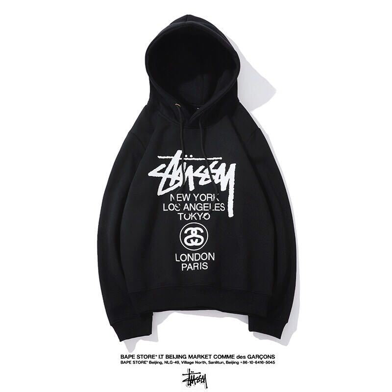 Stussy Hoodie Embroidered Fleece Fashion Hooded Sweater