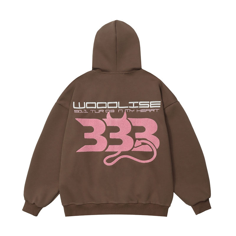 Men Hoodie Letter Embroidery Sports Hooded Sweater Cardigan
