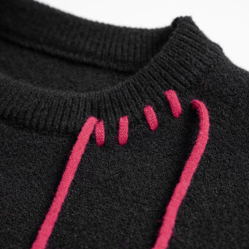 Men Sweater Embroidered Letter Crew Neck Sweater