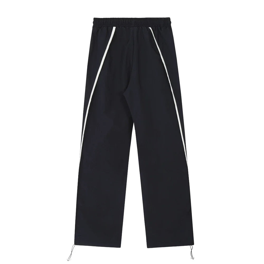 Men Sweatpants Pleated Stitching Exercise Casual Pants Loose Drawstring Ankle Banded Pants