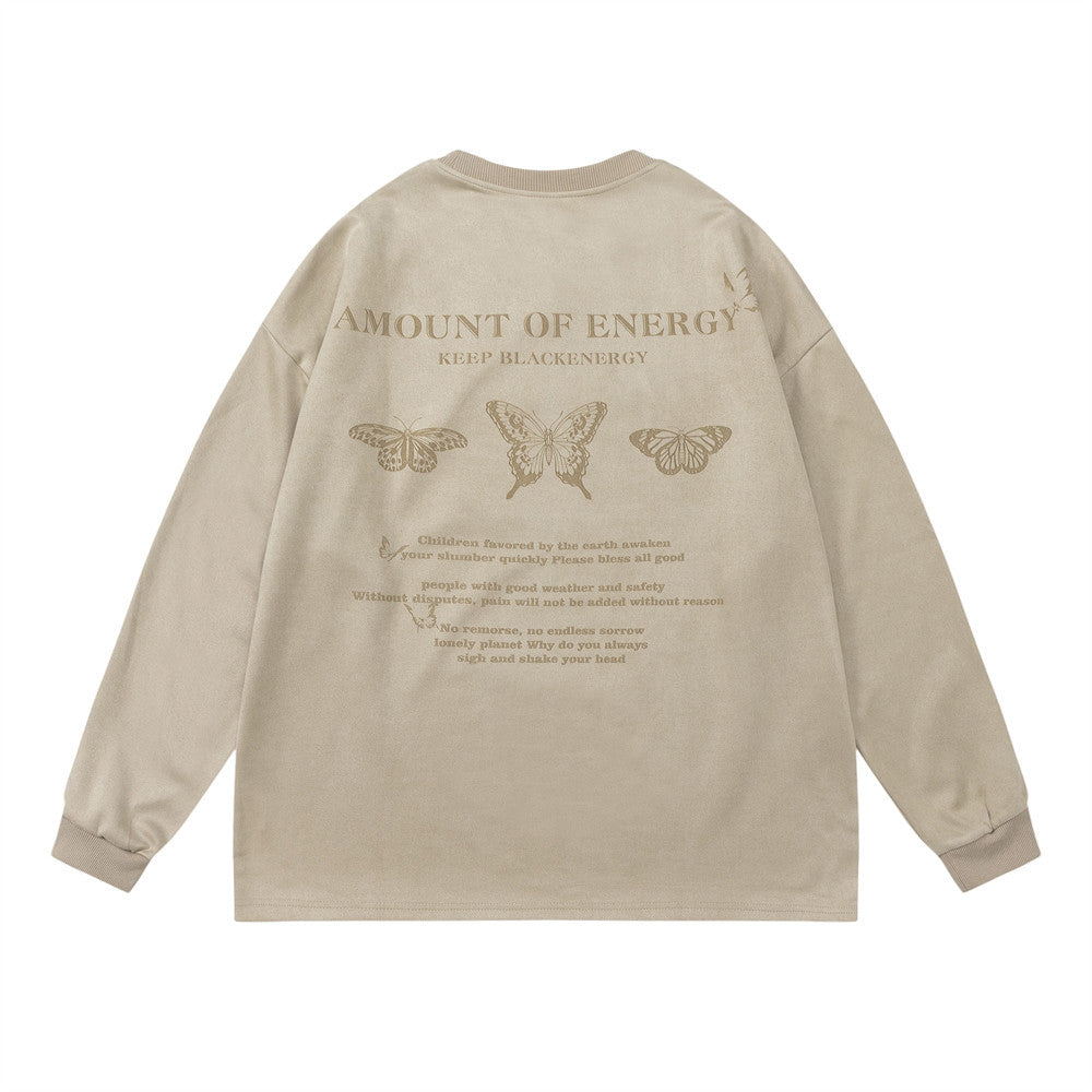 Men Long Sleeve T-Shirt Butterfly Print