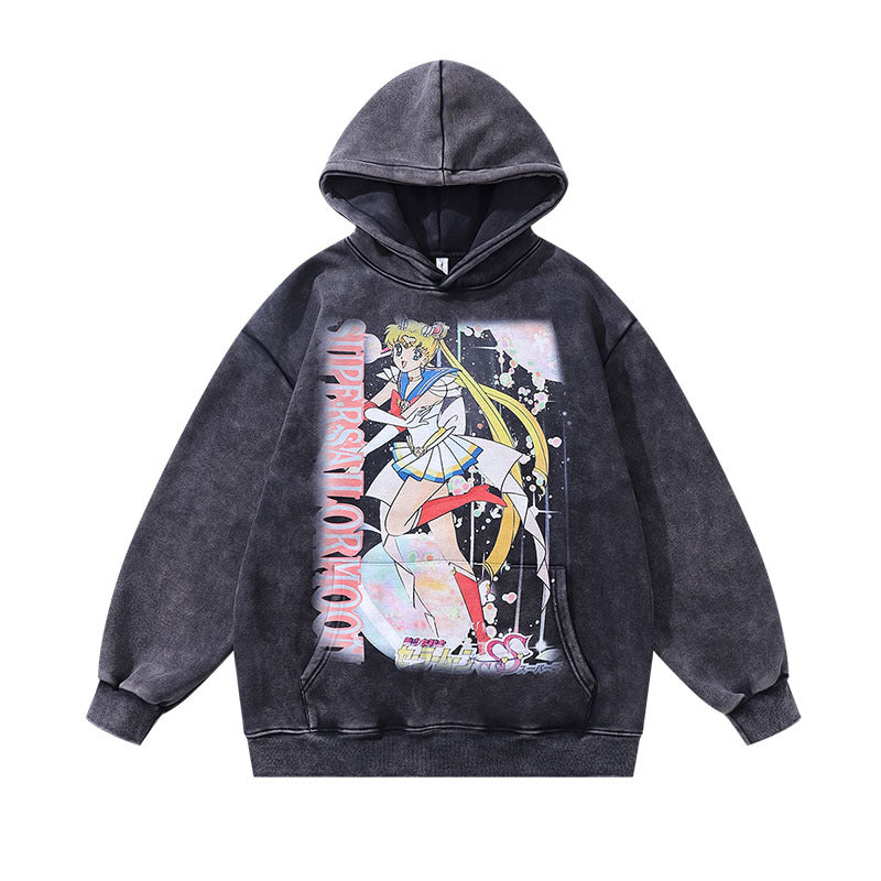 Men Hoodie Hip Hop Cartoon Hooded Sweatshirt