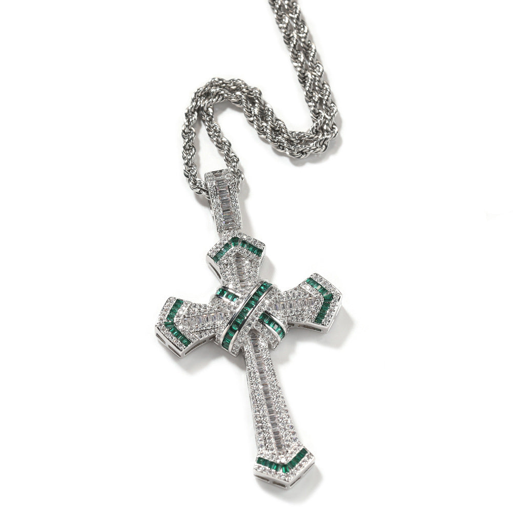 Jewelry Cross Pendant Copper Set Zircon Necklace Crosses Egypt Pieces Jesus Pieces