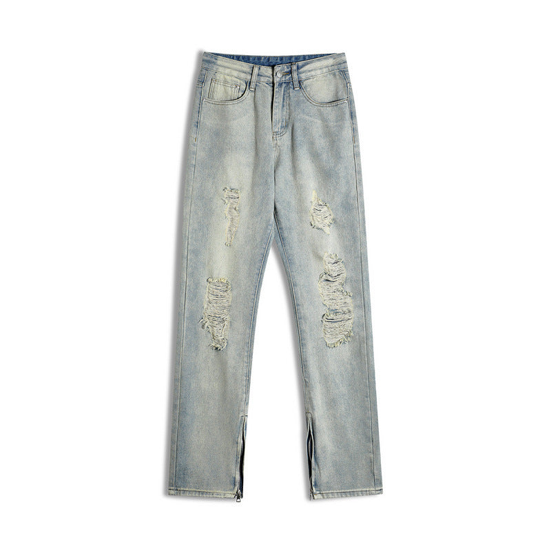 Men Jeans Ripped Jeans Men Baggy Straight Trousers