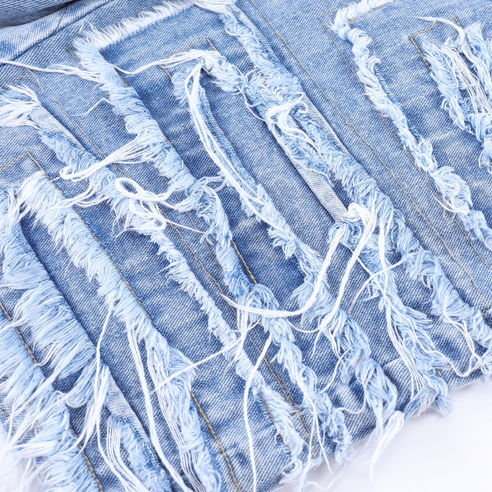 Men Shorts Ripped Ripped Denim Shorts
