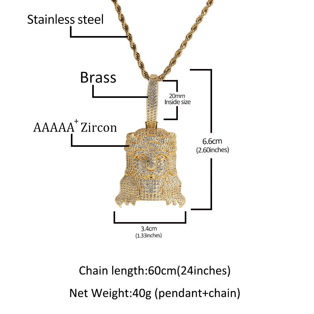 Jewelry Necklace Tide Zircon Portrait Pendant Vintage Necklace Spectrum Royalty Far East
