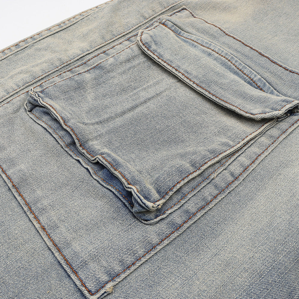 Men Shorts Cargo Pocket Denim Shorts