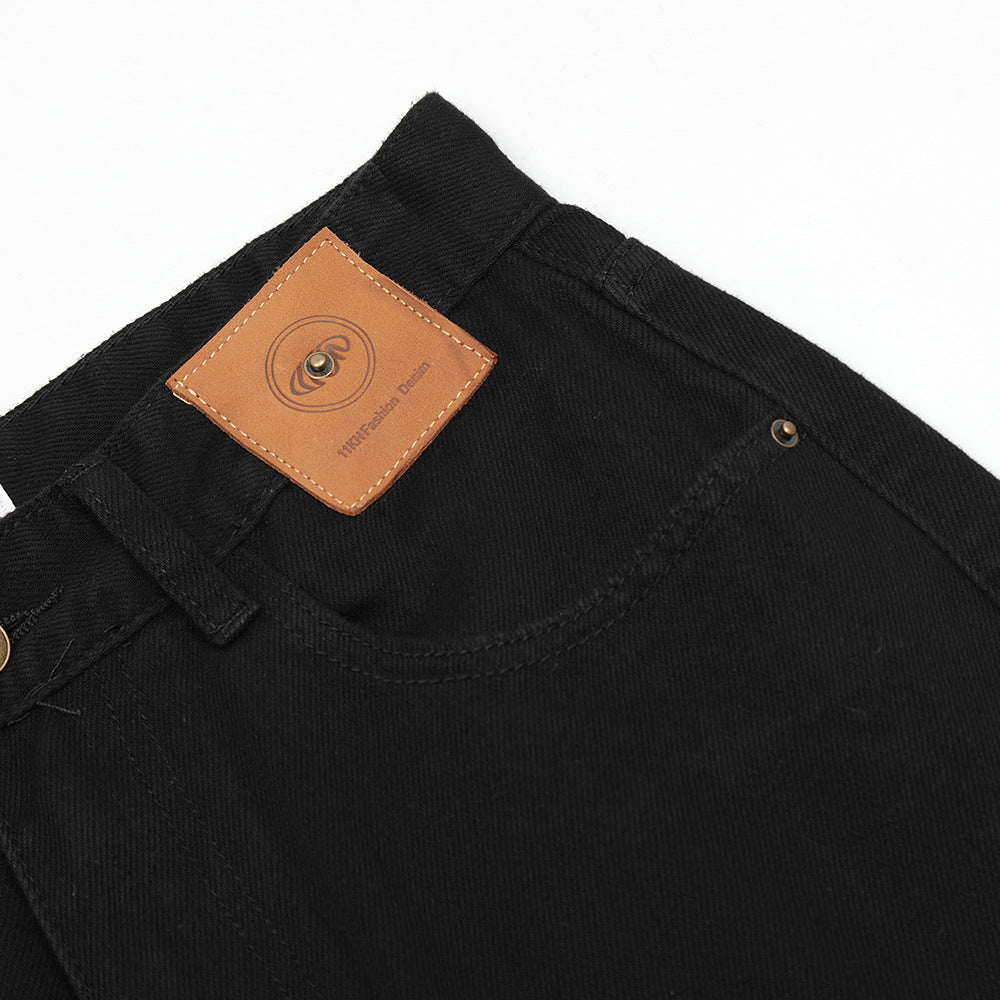 Men Jeans Loose Pure Color Simple Casual