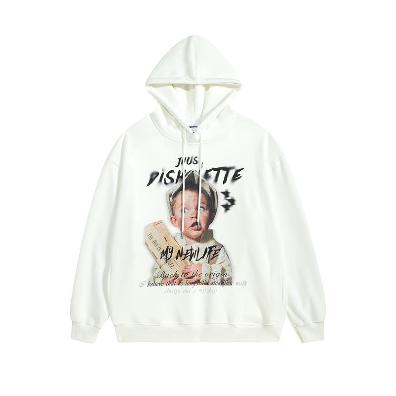 Men Hoodie Vintage Printed Hoodie Men's and Women's Oversize Couple Hoodie