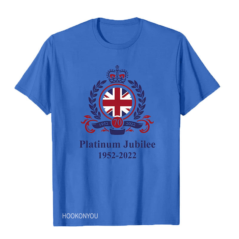 Inspired by Queen's Platinum Jubilee 2022 Elizabeth 70 Years T-shirt Printed round Neck Short Sleeve T-shirt