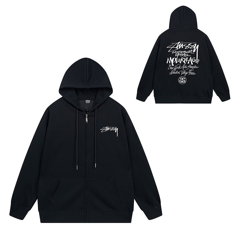 Stussy Hoodie Zip Cardigan Hooded Sweater