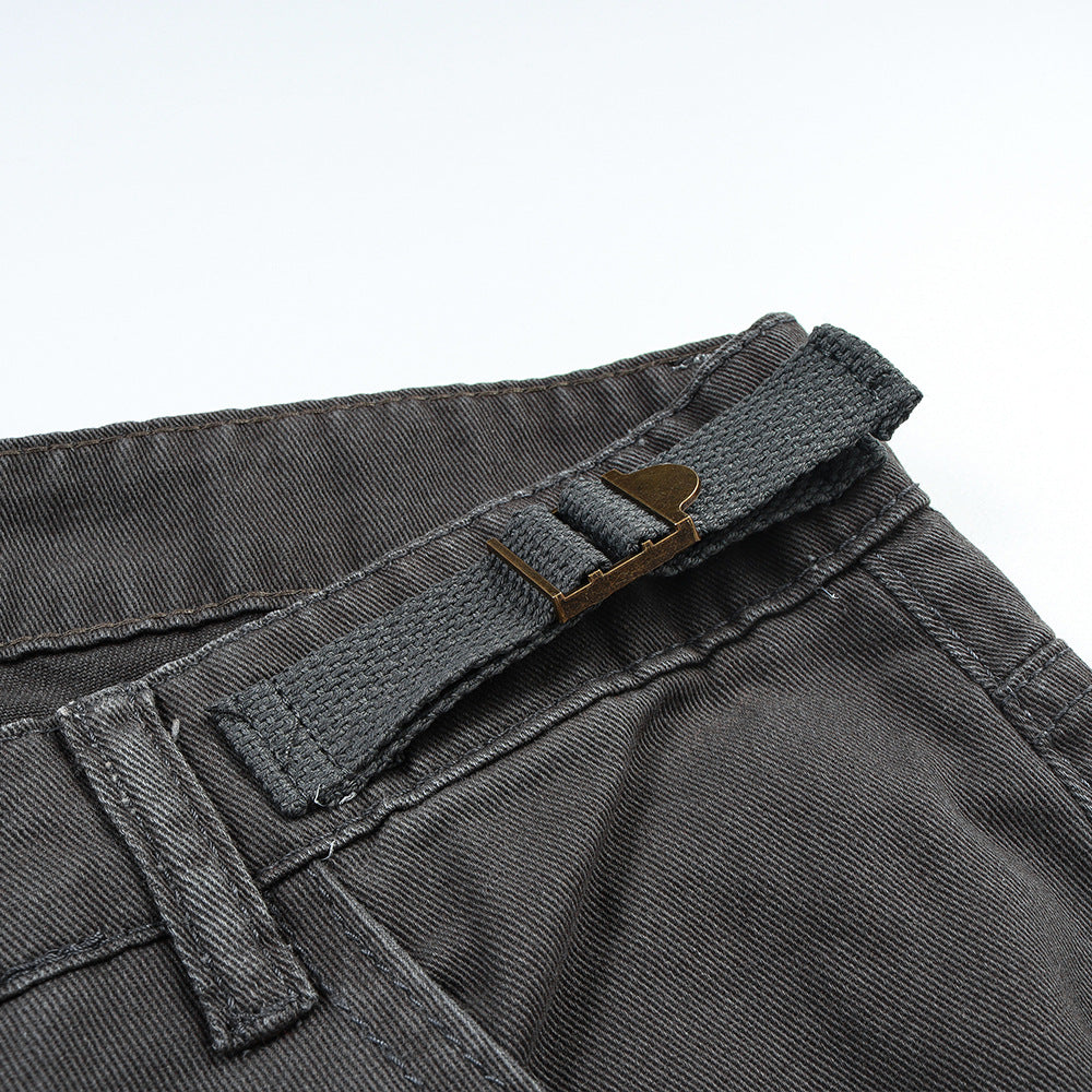 Men Jeans Multi-Pocket Cargo Pants Loose Casual