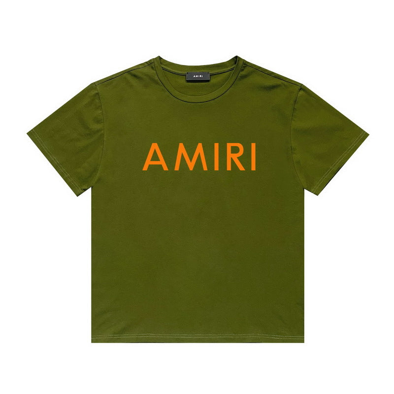 Amiri T Shirt Letter Print Casual Hip Hop round Neck Short Sleeve T-shirt