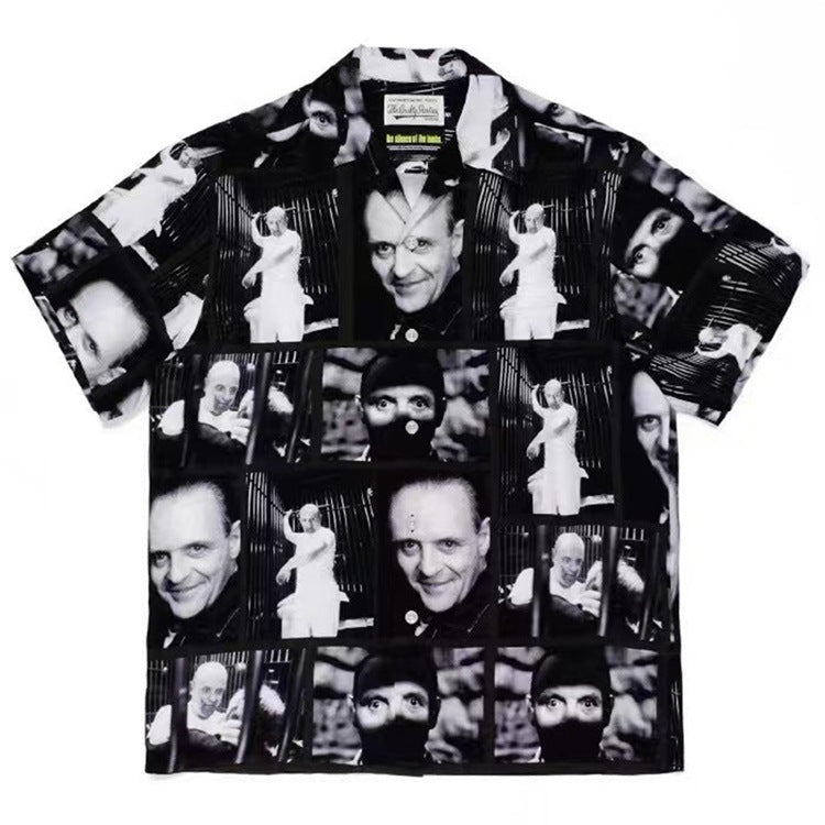 GUILTYPARTIES TIGER Shirts Joint Japanese Basquiat Graffiti Short Sleeve Flower Shirt