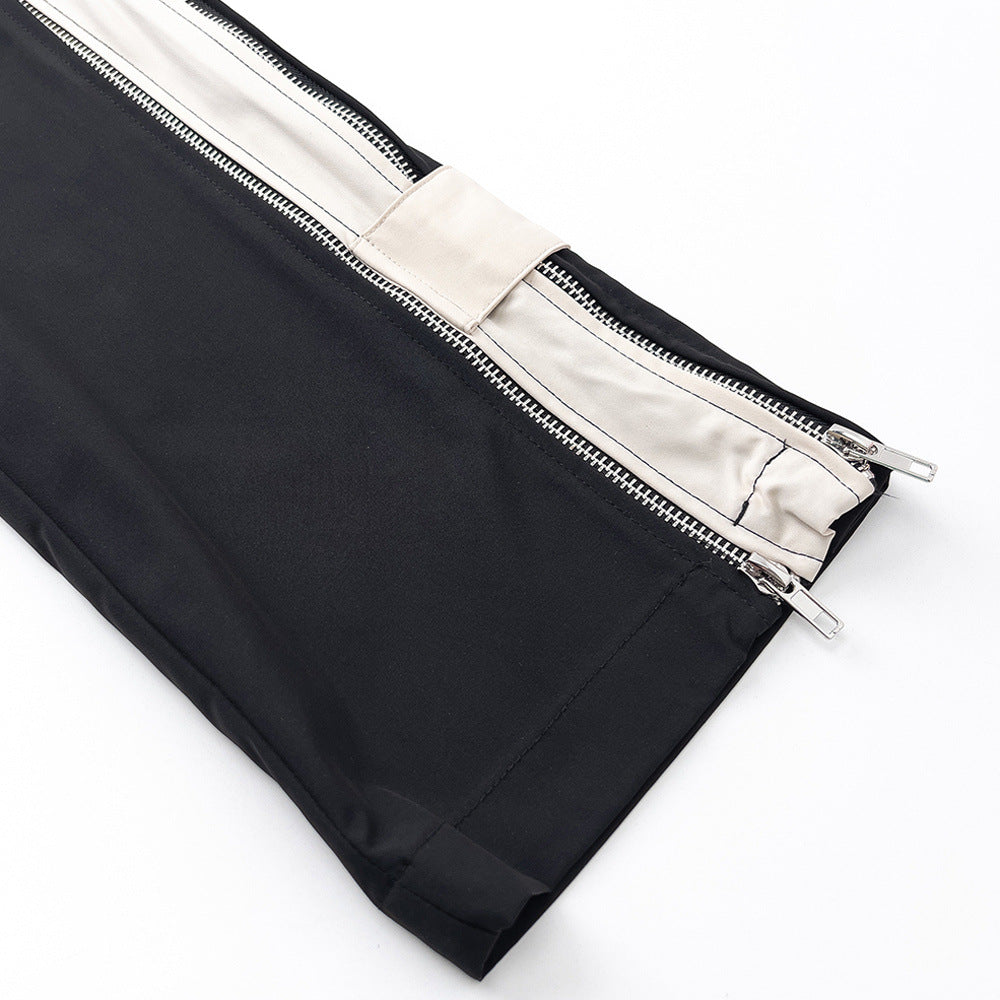 Men Sweatpants Side Zipper Straight-Leg Trousers Men's Sports Casual Pants