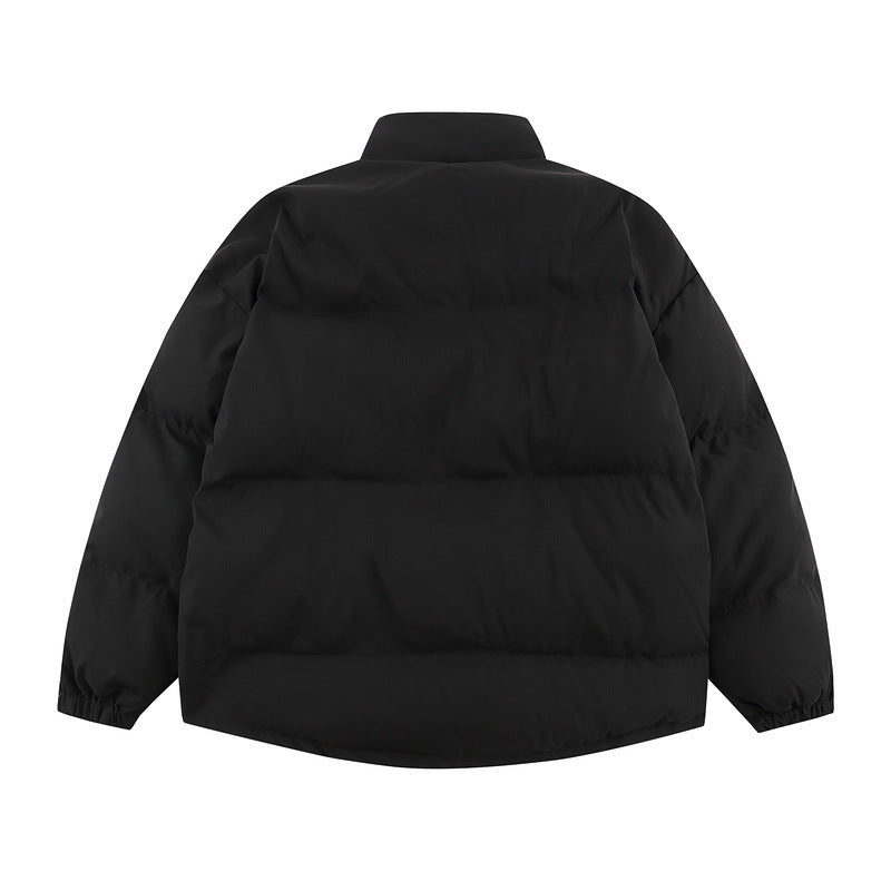 Men Coat Stand Collar Pure Color Thickened All-Matching Cotton-Padded Jacket