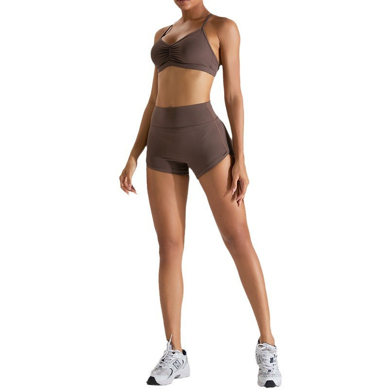 Women Yoga Set Outdoor Quick-Drying Running Exercise Shorts Suit