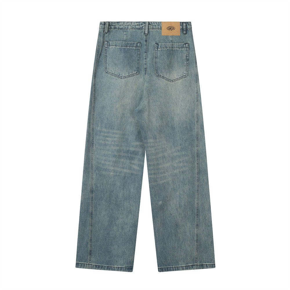 Men Jeans Stitching Loose Casual Distressed