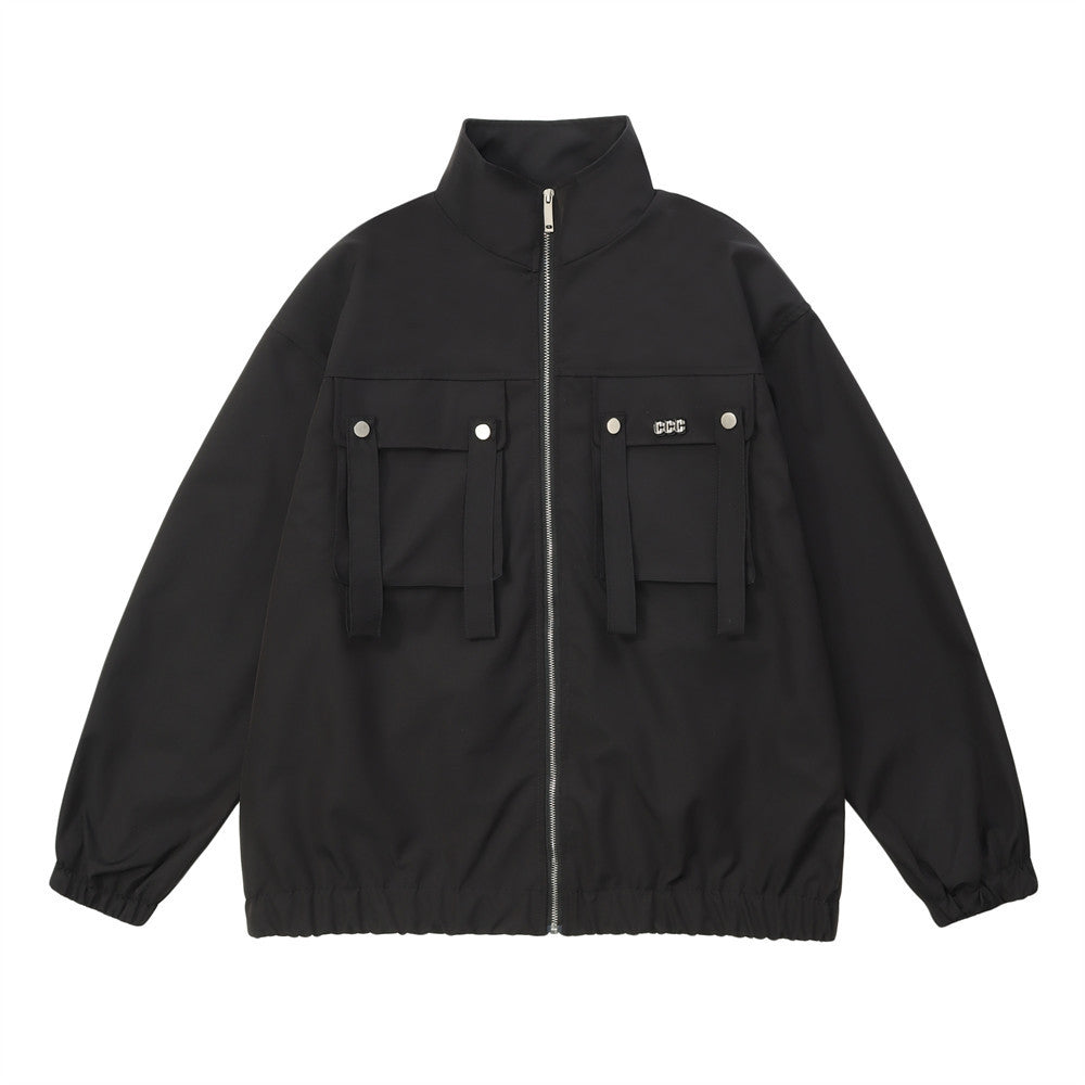 Men Jacket Coat Men's Autumn Loose Baggy Long Sleeve Zipper Jacket