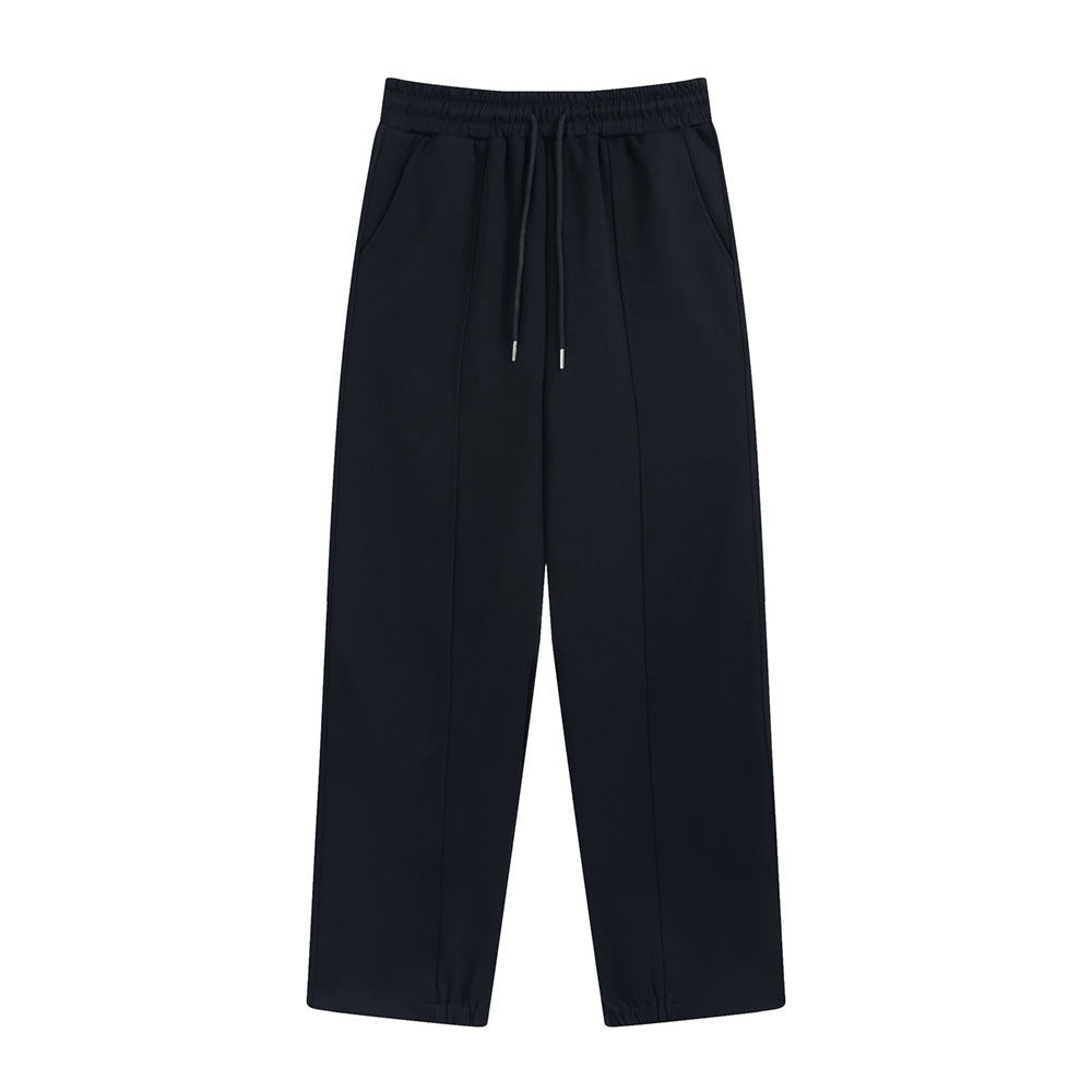 Men Sweatpants Loose Casual Sweatpants Elastic Waist Sports Straight Solid Color Wide Leg Trousers