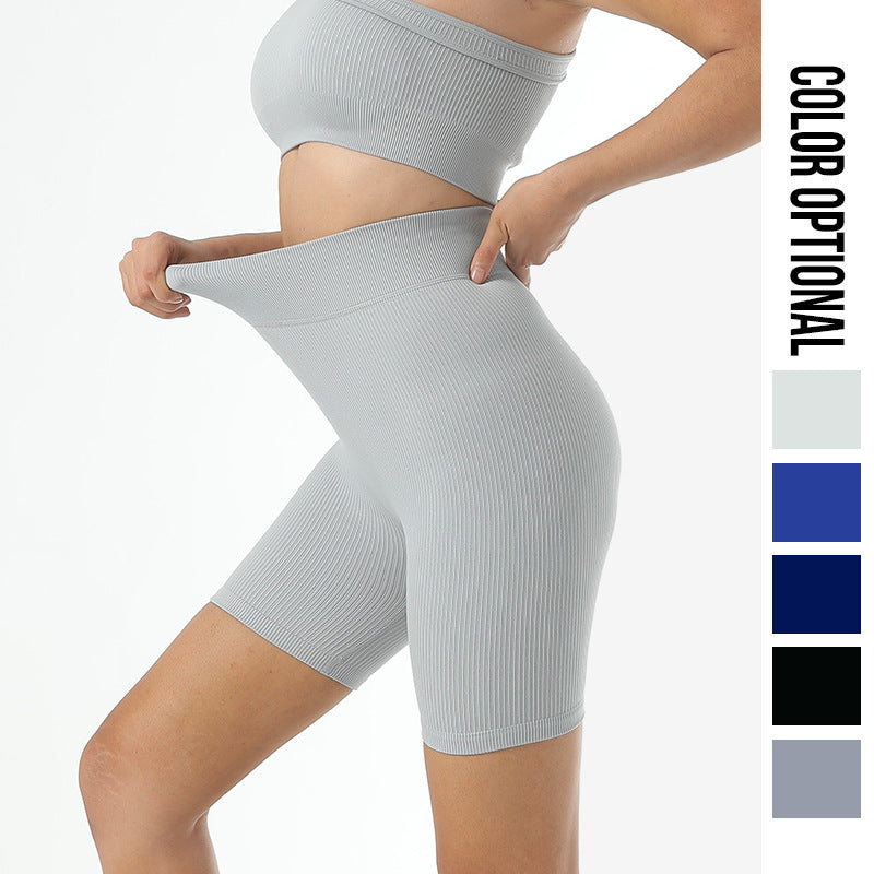 Women Yoga Sports Shorts Quick-Drying Threaded Tight High Waist Yoga Pants Workout Shorts