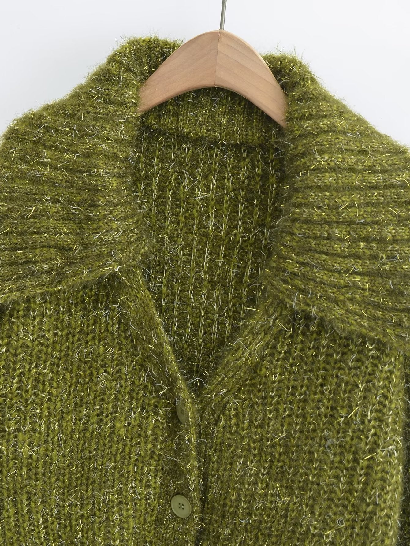 Women Sweater Knitwear Spring and Autumn V-neck Single-Breasted Thick Stick Short Knitted Sweater Cardigan Loose Long Sleeve Jacket