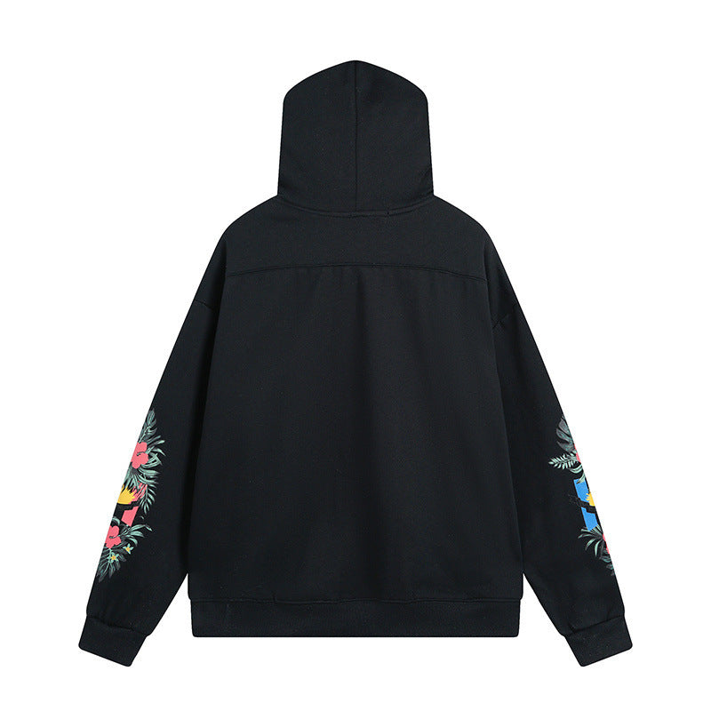 Rhude Hoodie Floral Letter Print Hooded Sweater