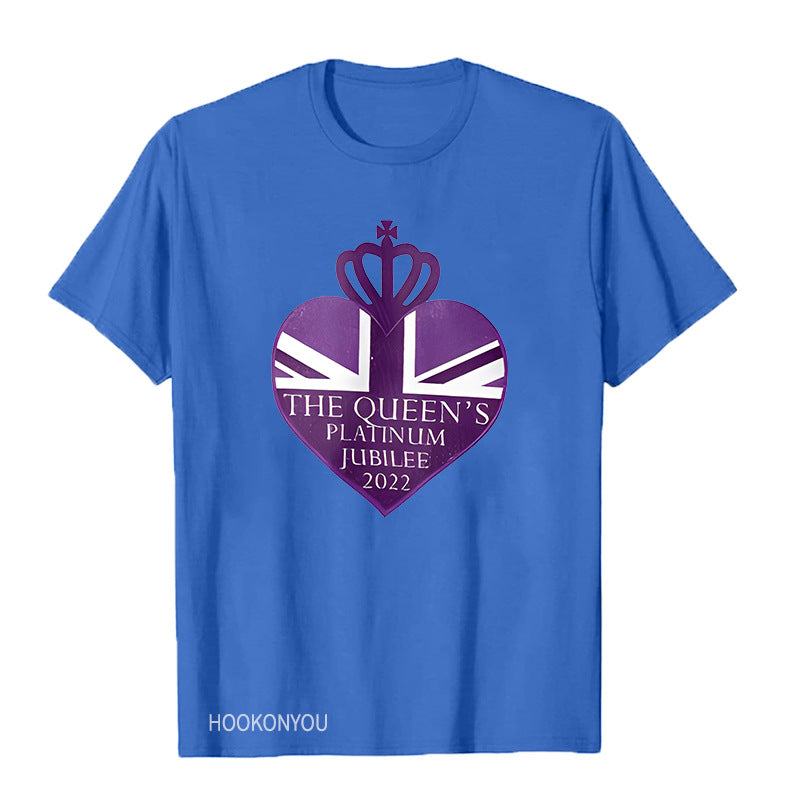 Inspired by Queen's Platinum Jubilee 2022 Elizabeth 70 Years T-shirt round Neck Short Sleeve