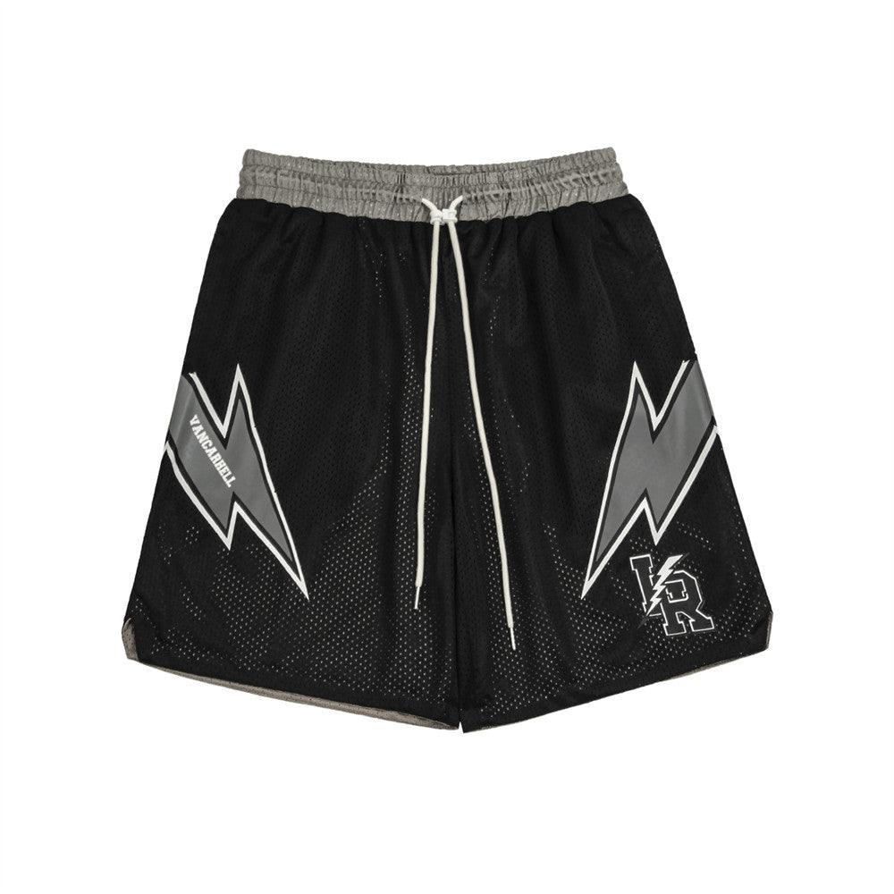Men Shorts Double-Sided Wear Sports Loose Quick-Drying Breathable Mesh