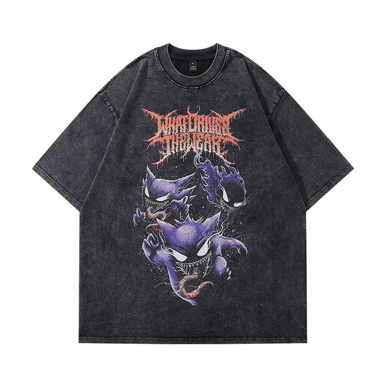Men T-shirt Hip Hop Retro Heavy Half Sleeve Tee