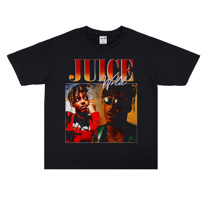 Rock Star T Shirt Juice WRLD Juice Rap Print T-shirt Short Sleeve Cotton Loose round Neck