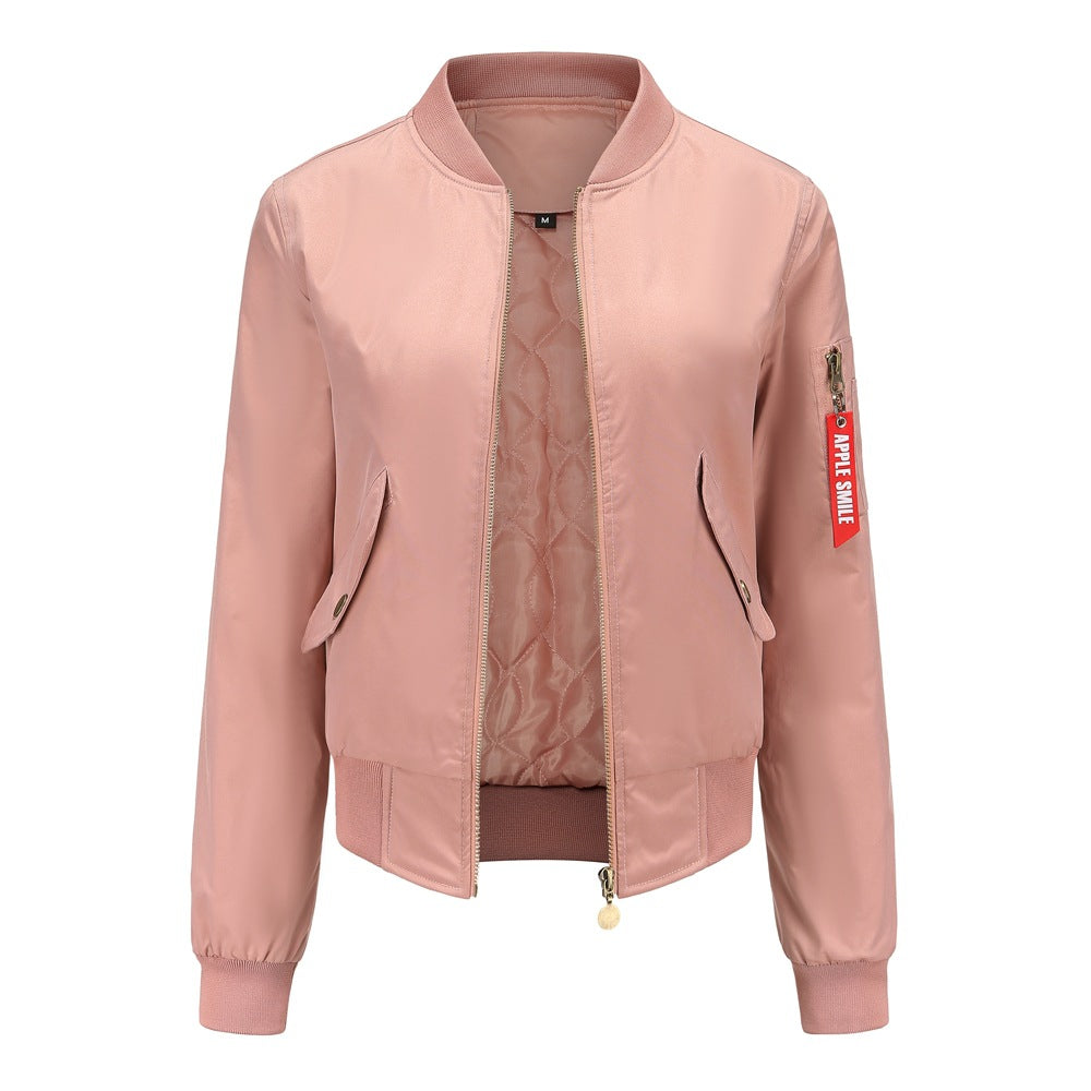 Women Trench Coat Bomber Jacket Women Baseball Jacket Spring and Autumn Flight Suit Long Sleeve Coat