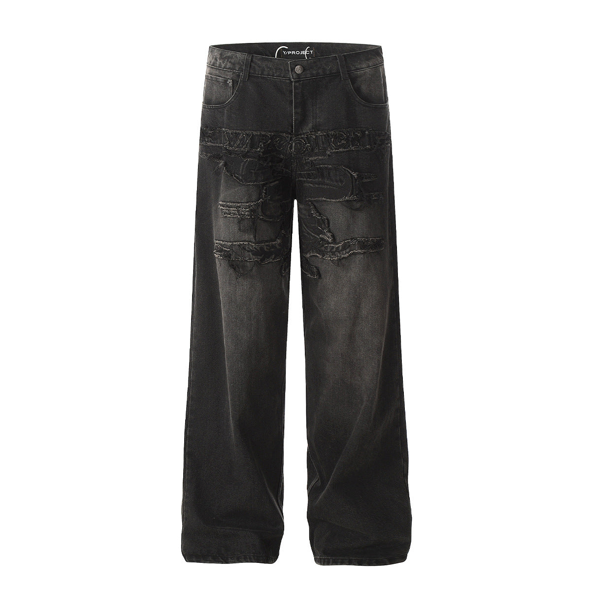 Unisex Pants Make Old Patch Embroidered Loose Jeans