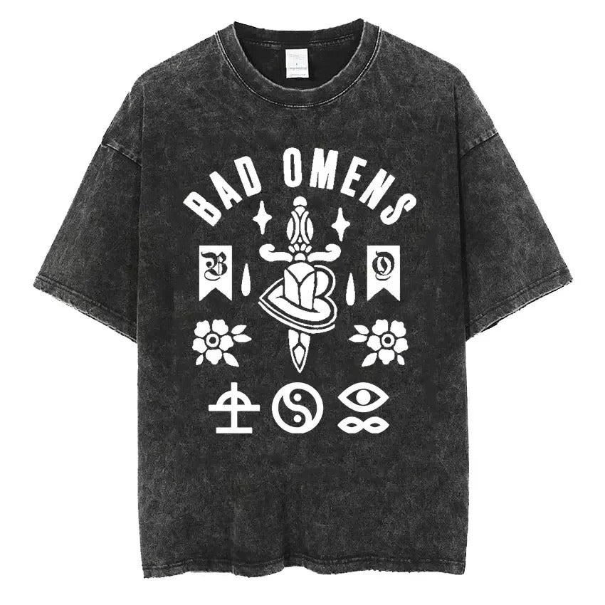 Bad Omens Band Music Tour 2024 Washed T Shirt Retro 90s