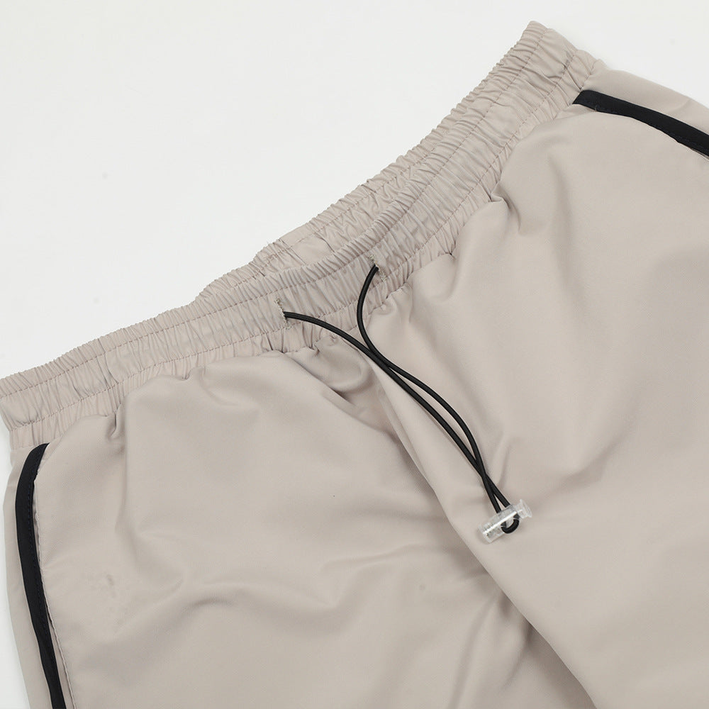 Men Sweatpants Pleated Stitching Exercise Casual Pants Loose Drawstring Ankle Banded Pants
