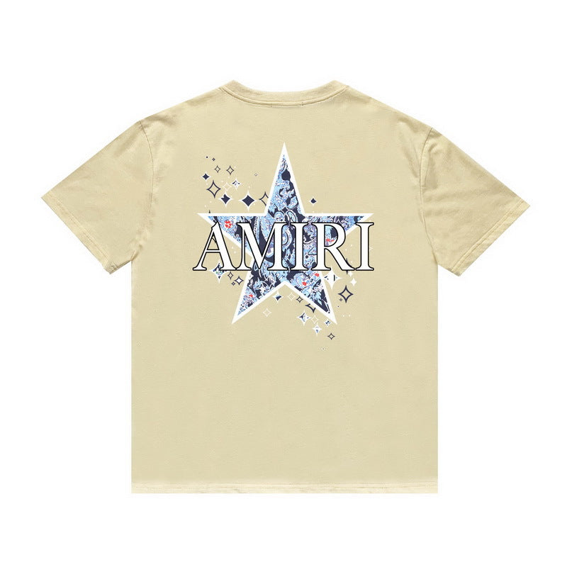 Amiri T Shirt Casual Hip Hop High Street round Neck Short Sleeve T-shirt