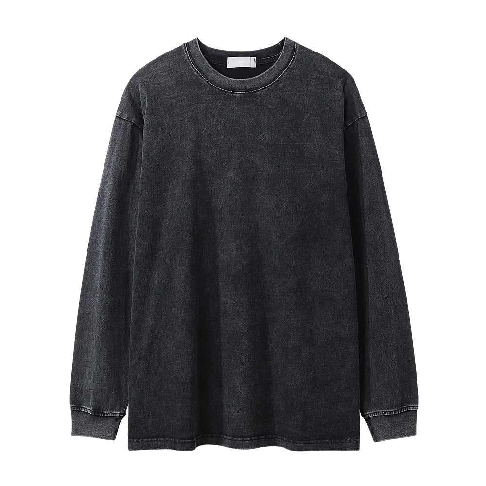 Men Long Sleeve T-Shirt Creative Checkerboard Pattern Distressed