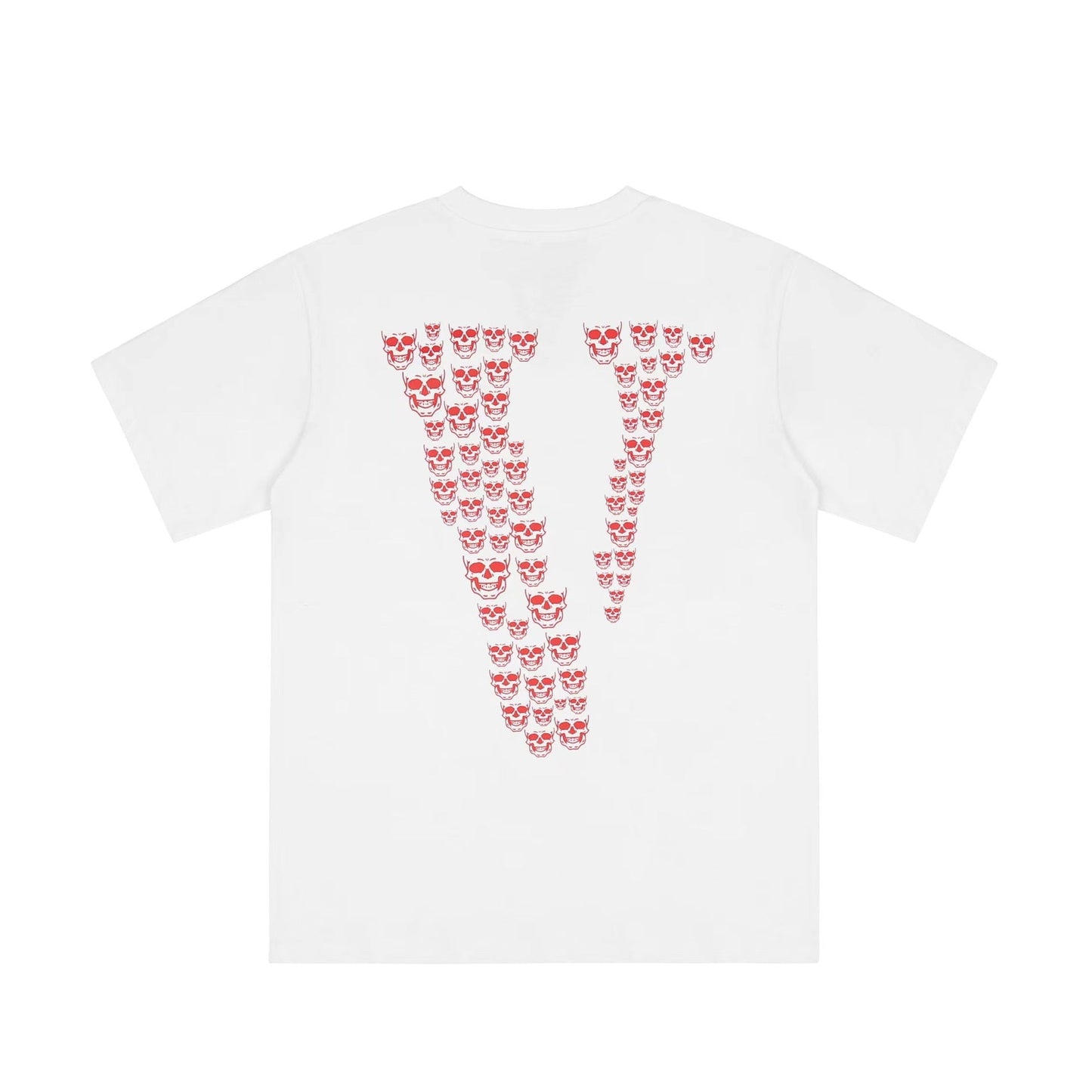 Vlone T Shirts Skull Large V Printed Short Sleeve T-shirt Men and Women Couple High Street Loose Half Sleeve