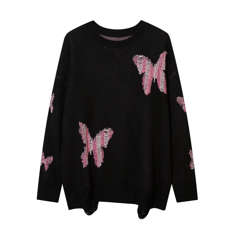 Women Sweater Vintage Butterfly Sweater Casual