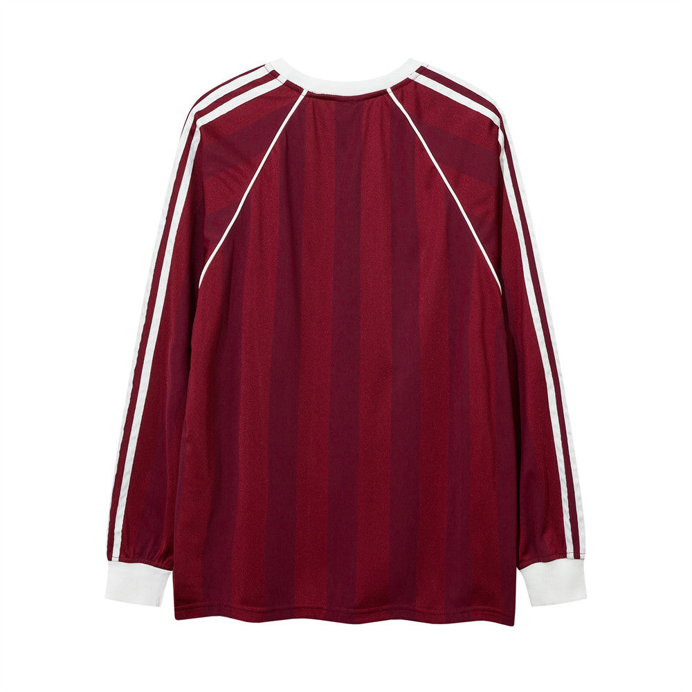Men Long Sleeve T-Shirt Racing Embroidery Letter Stripes Stitching