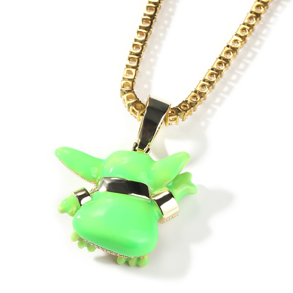 Jewelry Cartoon Pendant Necklace Dripping Oil Luminous Alien Night light