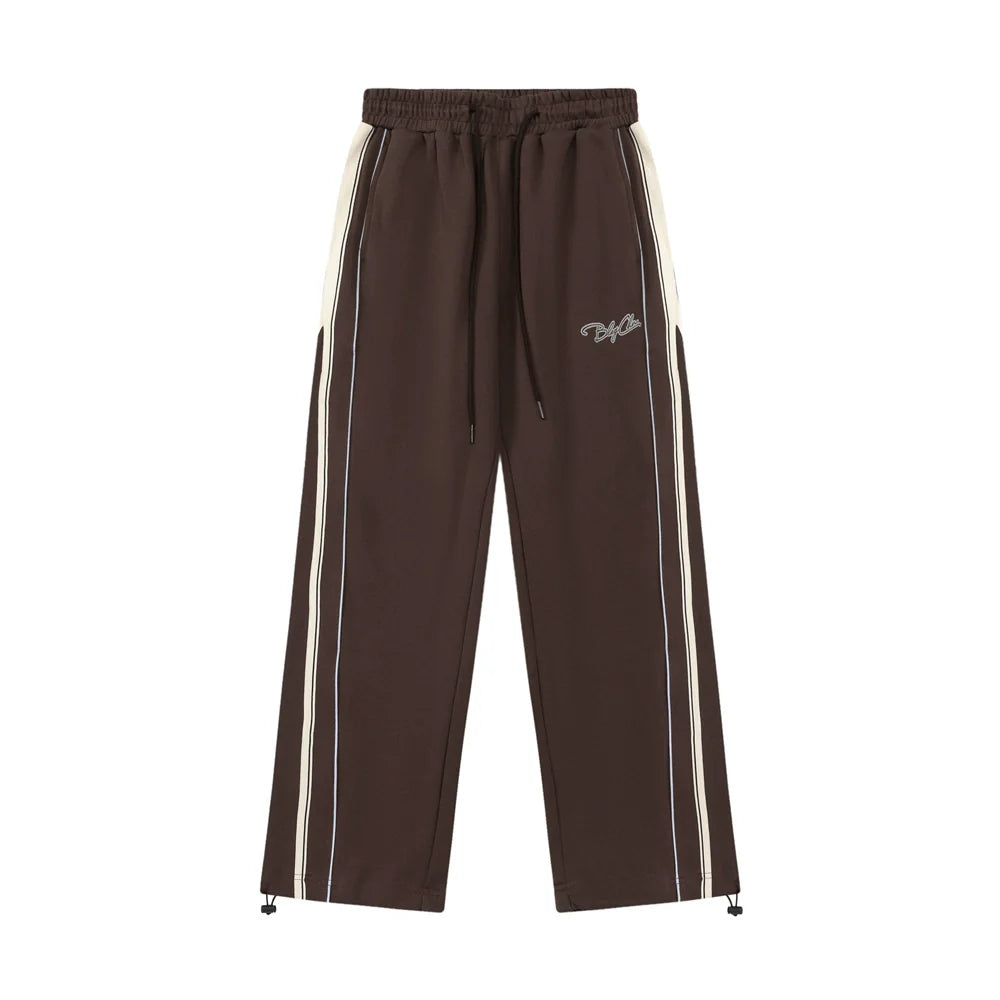 Men Sweatpants Side Stripe Stitching Straight Sweatpants Loose Sports and Leisure Trousers Drawstring Pants