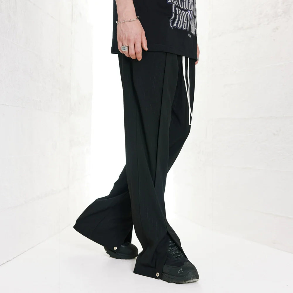 Men Sweatpants Straight Trousers Men's Loose Solid Color Wide-Leg Draggle-Tail Trousers