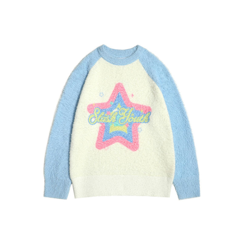Women Sweater Animal Color Matching Sweater Retro Loose All-Match