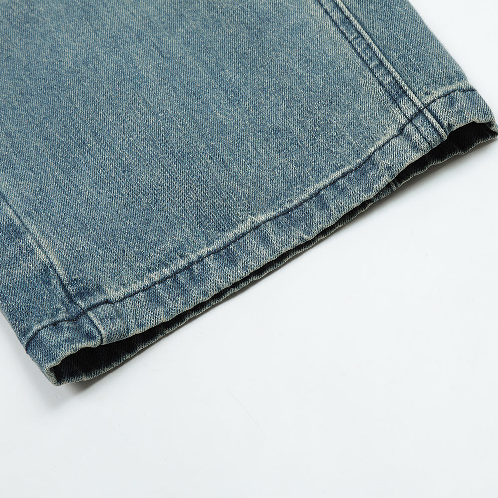 Men Jeans Stitching Loose Casual Distressed