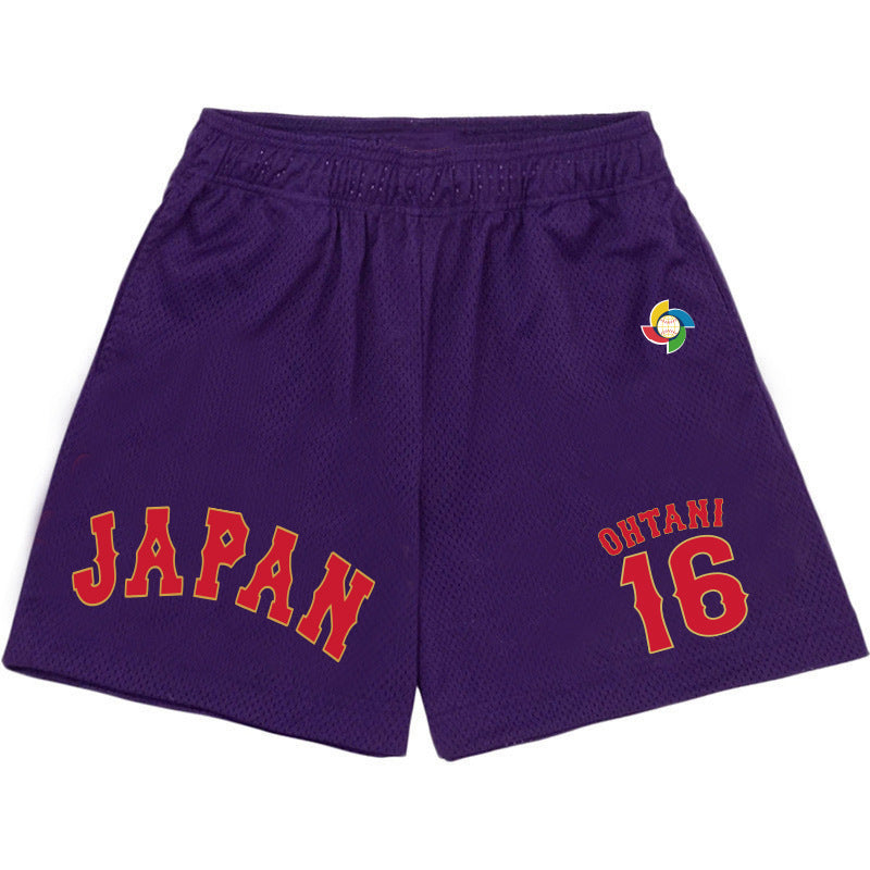 MLB Shorts WBC Otani Shohei No. 16 Ball Shirt Shorts Men's Summer Beach Pants Sports